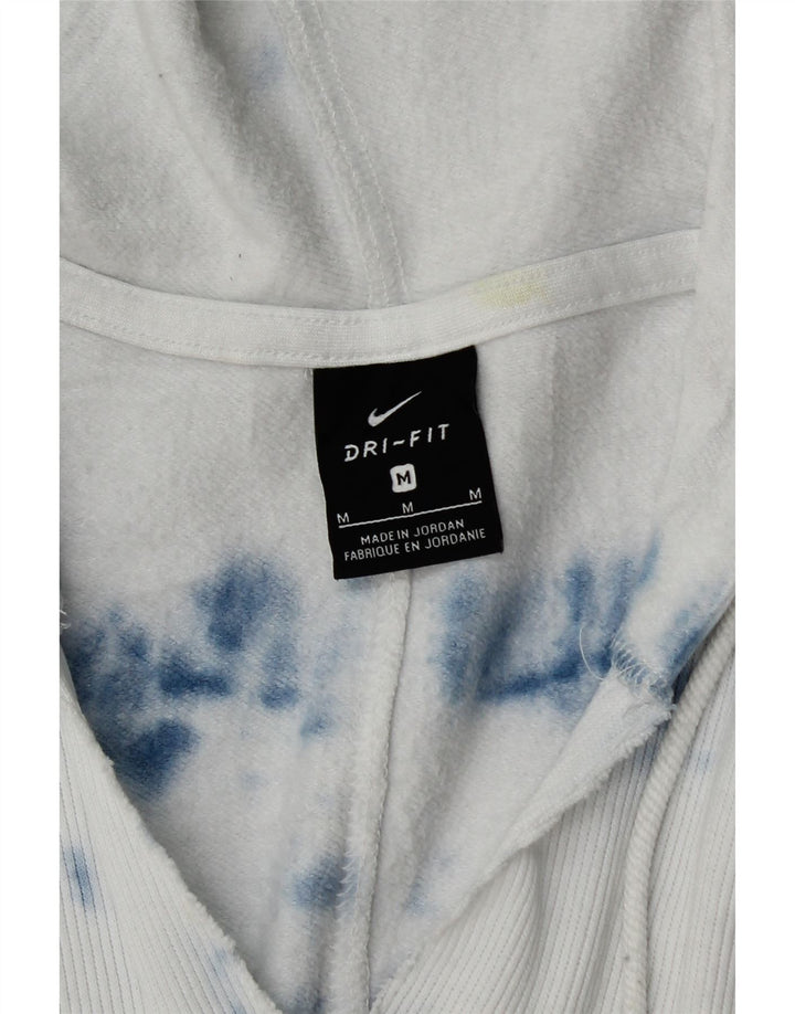 Nike Dame Dri Fit Oversized Hoodie Jumper UK 14 Medium White Tie Dye
