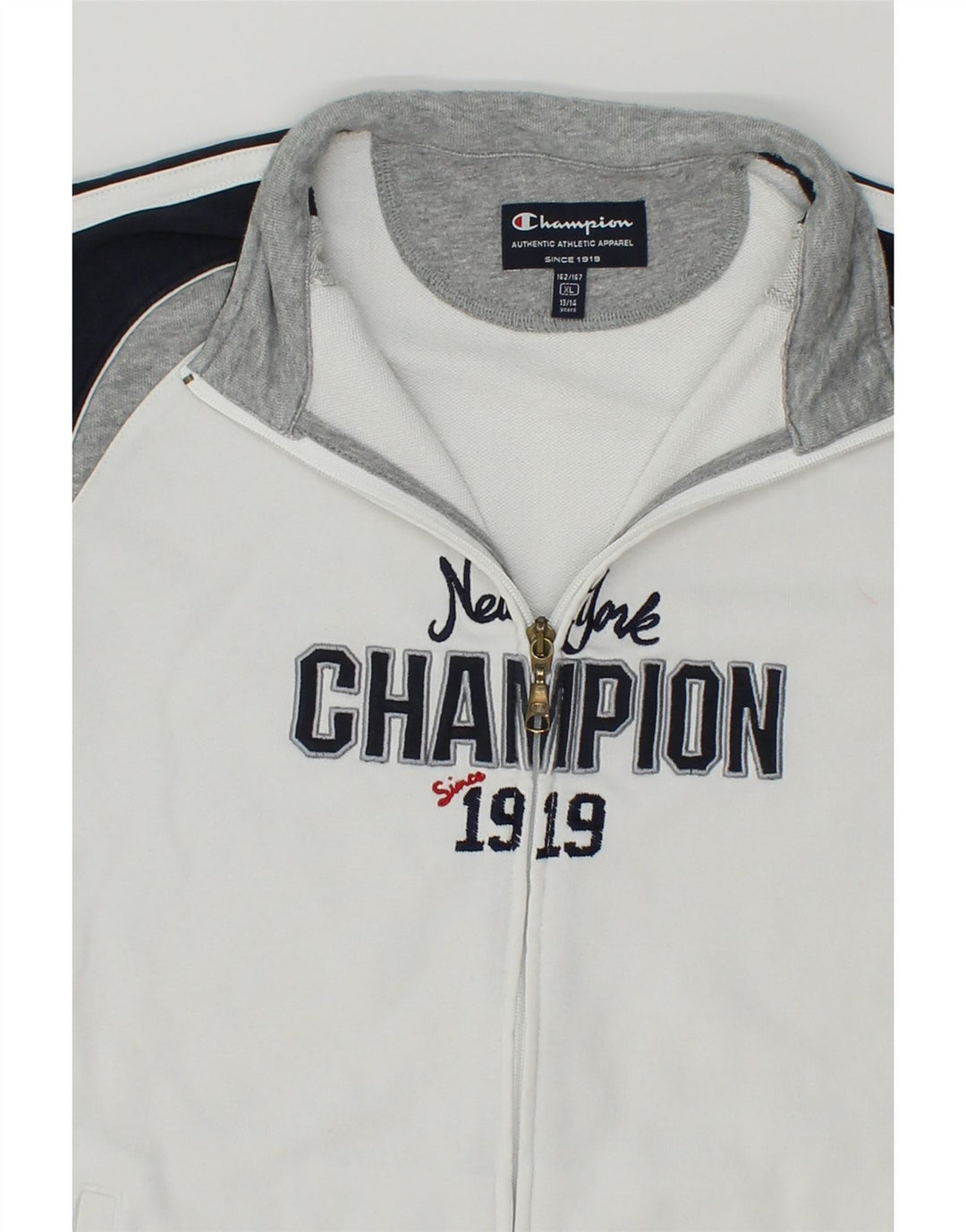 CHAMPION Boys Graphic Tracksuit Top Jacket 13-14 Years  XL White Vintage Champion and Second-Hand Champion from Messina Hembry 