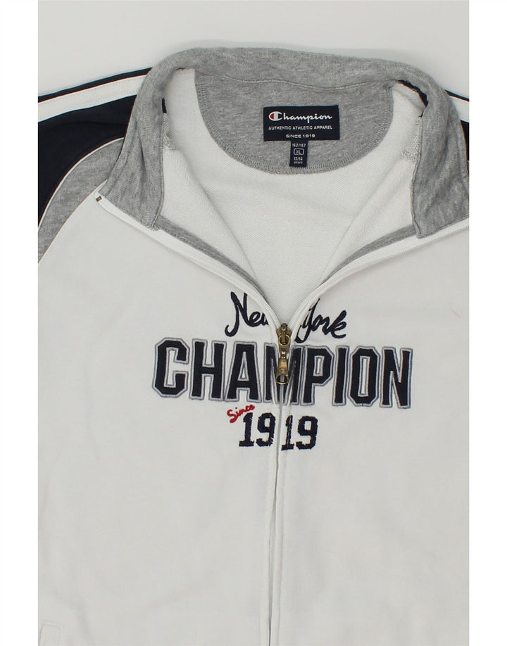 CHAMPION Boys Graphic Tracksuit Top Jacket 13-14 Years  XL White Vintage Champion and Second-Hand Champion from Messina Hembry 