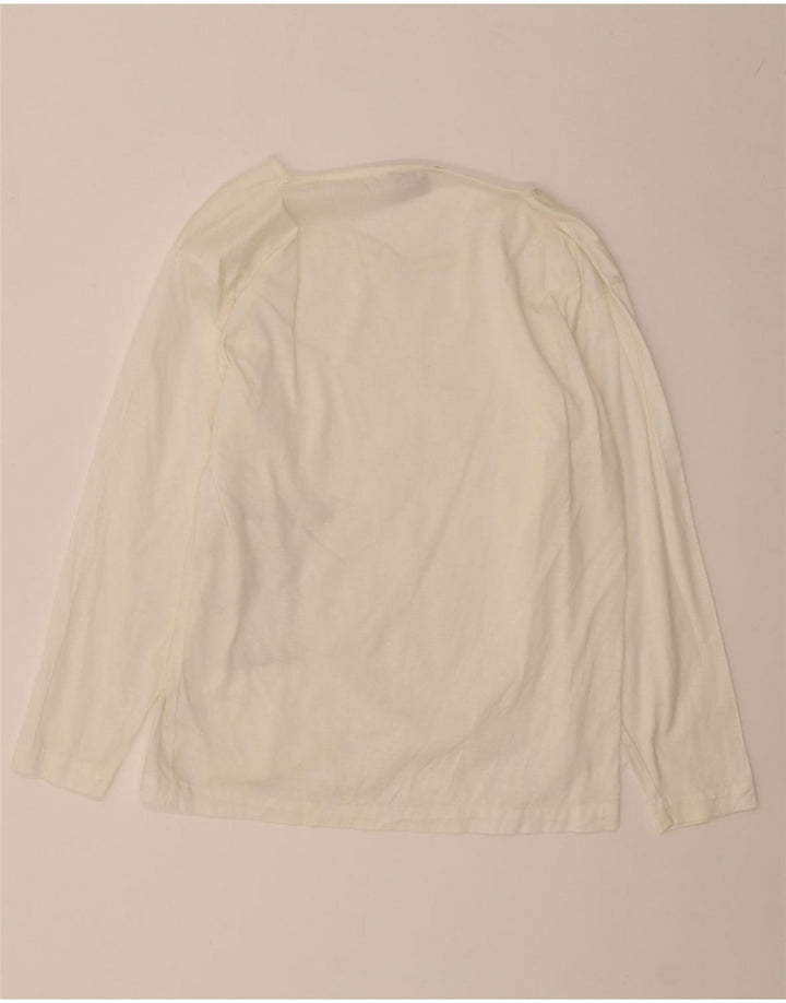 GIANFRANCO FERRE Womens Graphic Top Long Sleeve IT 42 Medium White Cotton Vintage Gianfranco Ferre and Second-Hand Gianfranco Ferre from Messina Hembry 
