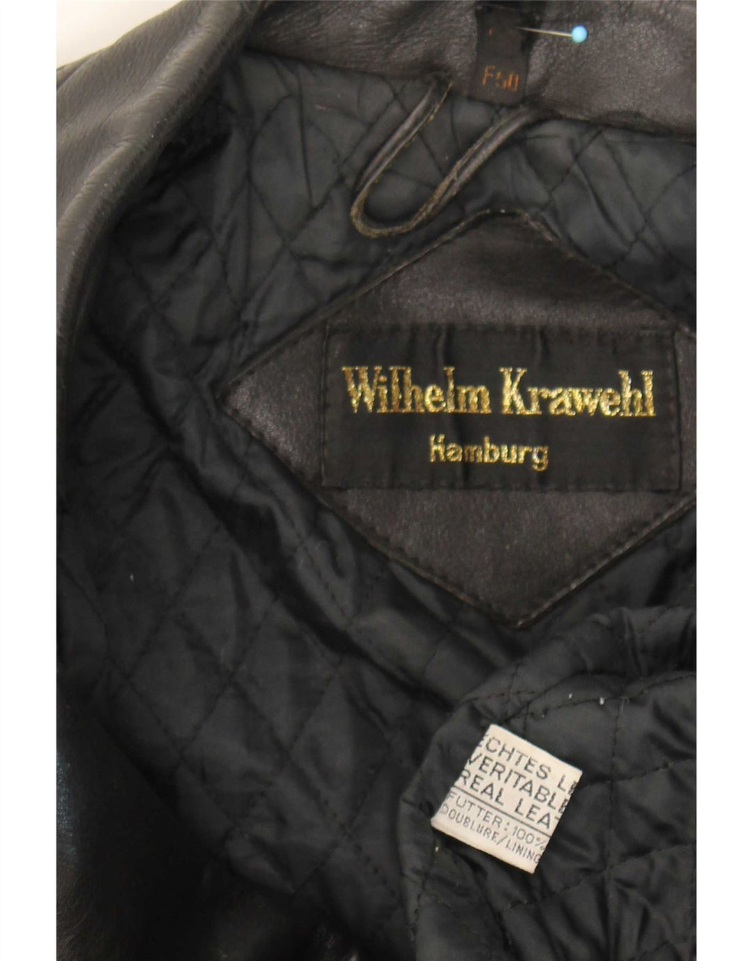 Wilhelm Krawehl Herre Læder Biker Jacket EU 50 Medium Sort