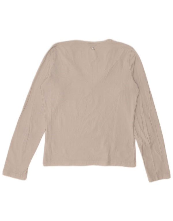 CALVIN KLEIN JEANS Dame Top Langærmet UK 14 Stor Hvid Bomuld