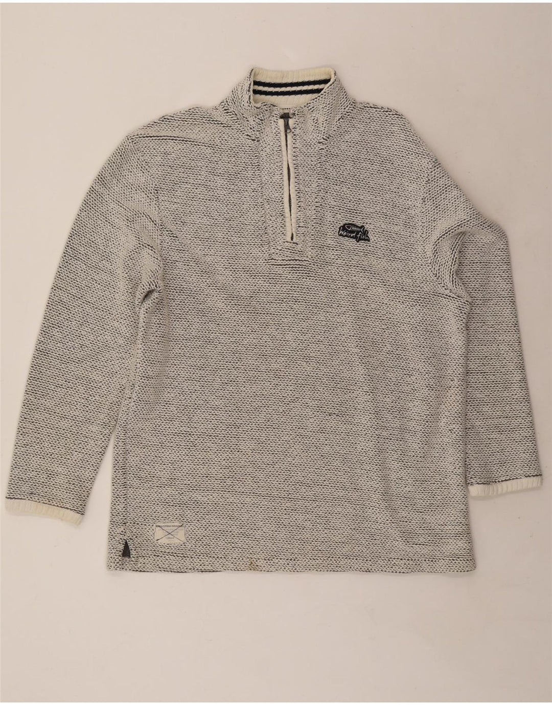 Weird Fish Herre Zip Neck Sweatshirt Jumper Large Grå