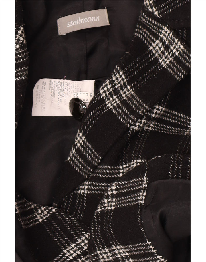 STEILMANN  Womens 3 Button Blazer Jacket UK 14 Medium Black Check Vintage Steilmann and Second-Hand Steilmann from Messina Hembry 