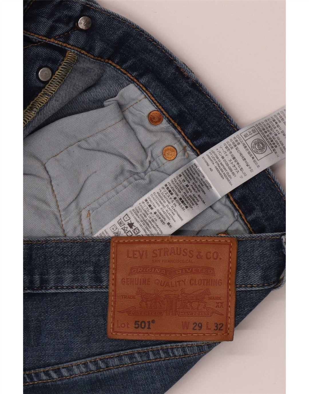 Levi's Herre 501 Straight Jeans W29 L32 Blå Bomuld