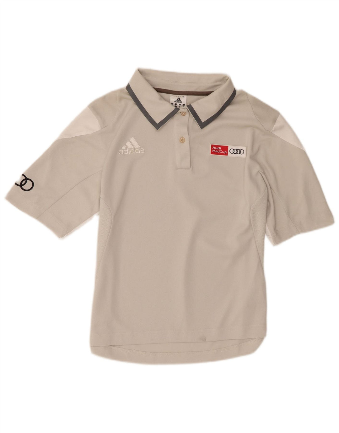 Adidas Graphic Polo Shirt UK 14 Medium Grey Polyester