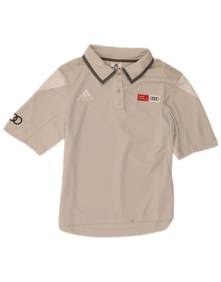Adidas Graphic Polo Shirt UK 14 Medium Grey Polyester