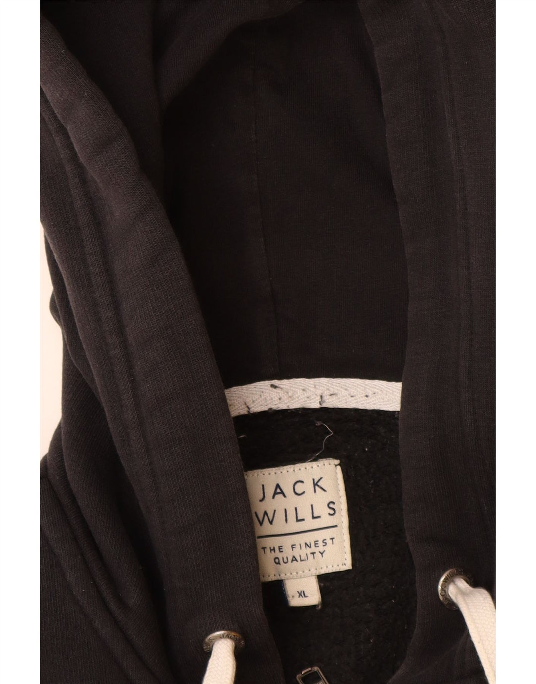 Jack Wills Herre grafisk hættetrøje med lynlås XL sort bomuld
