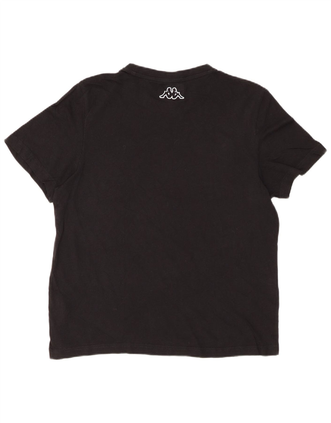 KAPPA Grafisk T-Shirt Top til kvinder UK 14 Medium Sort Bomuld