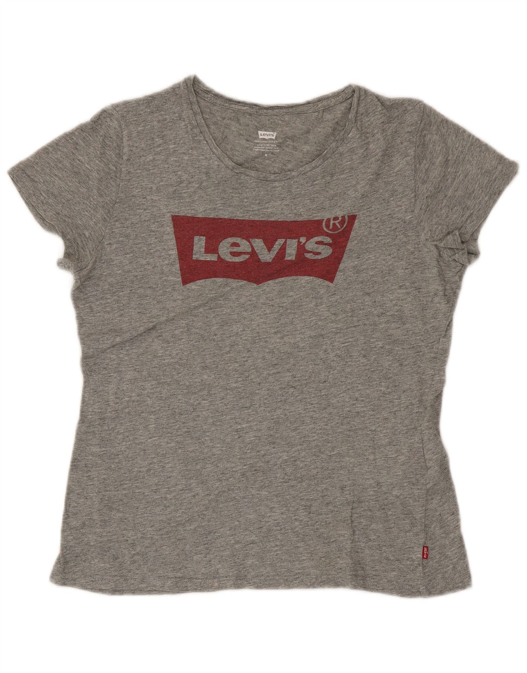 Levi's Grafisk T-shirt top til kvinder UK 12 Mellemgrå flækket bomuld