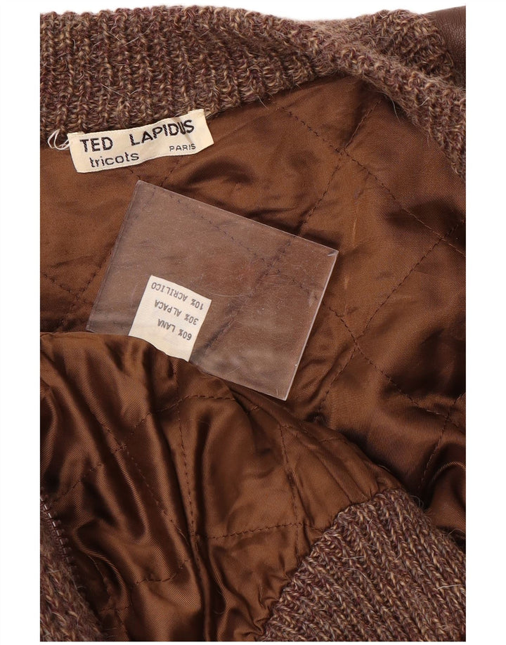 Ted Lapidus Herre Strik Bomber Jacket IT 52 XL Brun Flecked Uld
