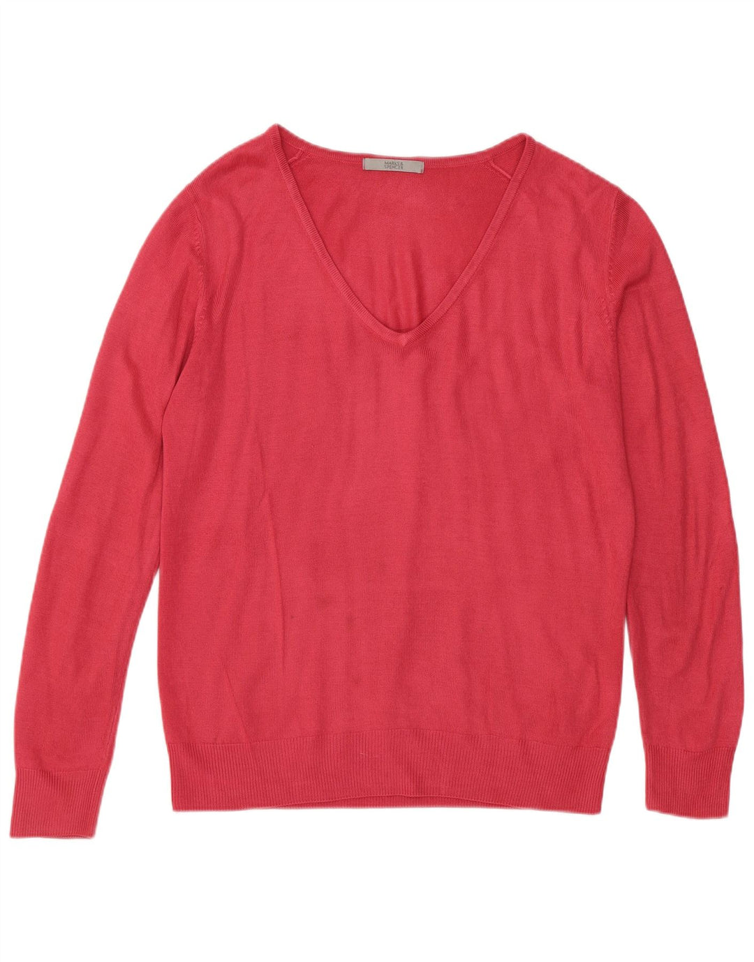 Marks & Spencer Dame V-hals sweater UK 8 Small Pink Acryl