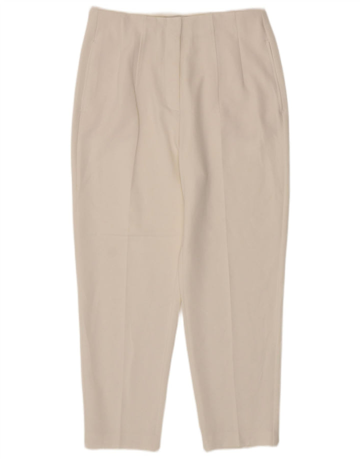 Marks & Spencer Dame Slim Cropped Trousers UK 12 Medium W30 L26 Off White