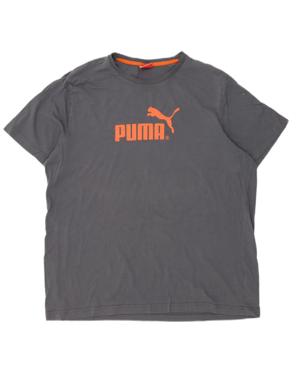 Puma Herre Grafisk T-Shirt Top 2XL Grå Bomuld