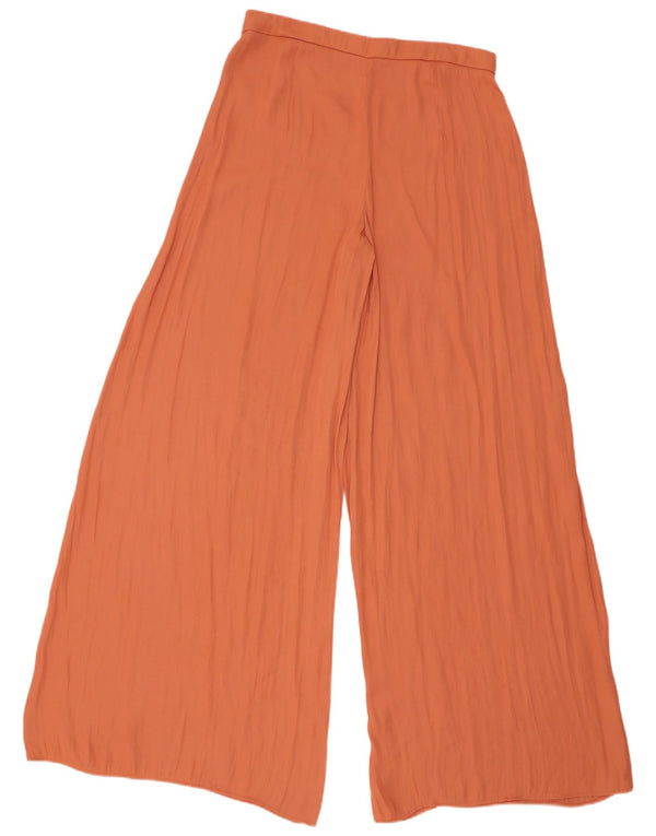 Zara Kvinder Højtaljede Brede Ben Bukser Large W30 L35 Orange Polyester