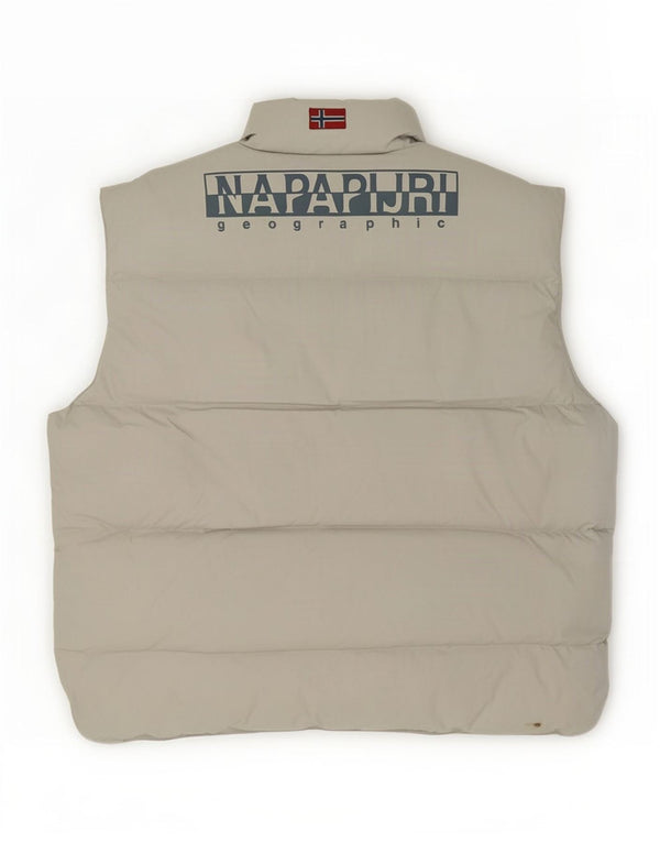 Napapijri Herre Geographic Grafisk Polstret Gilet UK 42 XL Beige Polyamid