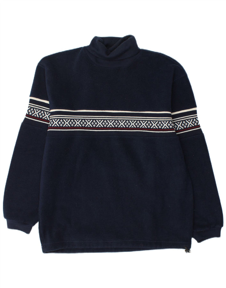 Fire and Ice Herre Fleece Jumper Medium Navy Blue Fair Isle Polyester
