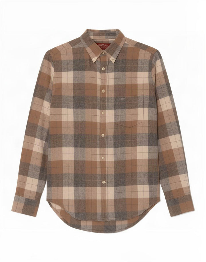 Carrera Herre Regular Fit Flanellskjorte Medium Brun Ternet Bomuld