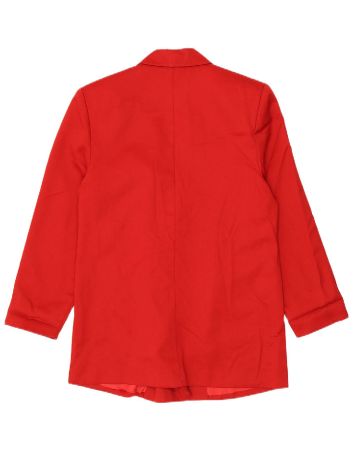 Vintage Dame Longline Double Breasted Blazer Jacket UK 14 Medium Red