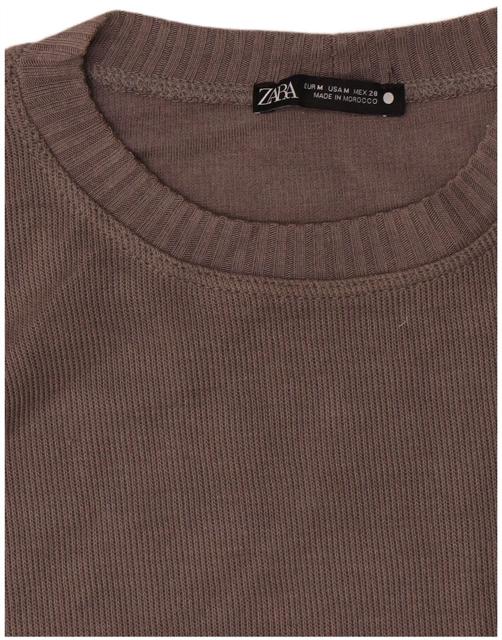 Zara Dame Oversized Top Langærmet UK 14 Medium Brun