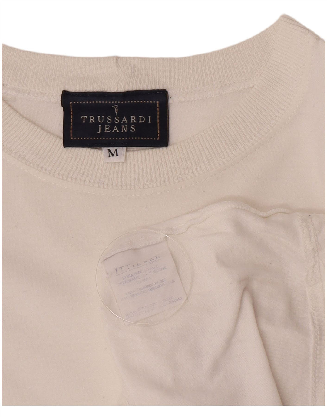 Trussardi Jeans Herre grafisk T-shirt Top Medium Hvid Bomuld