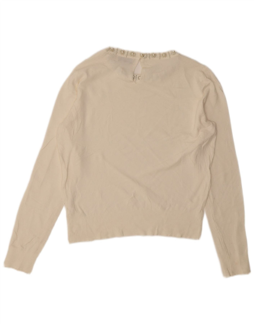 Oasis Dame Boat Neck Jumper Sweater UK 14 Medium White Viscose