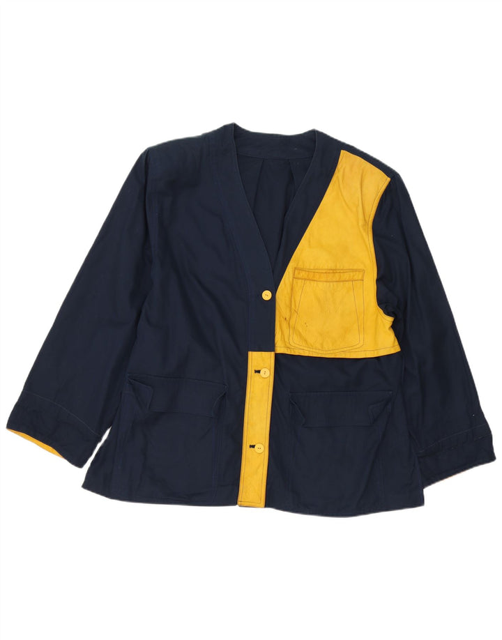 Vintage Kvinder Utility Jacket UK 16 Large Navy Blue Colourblock