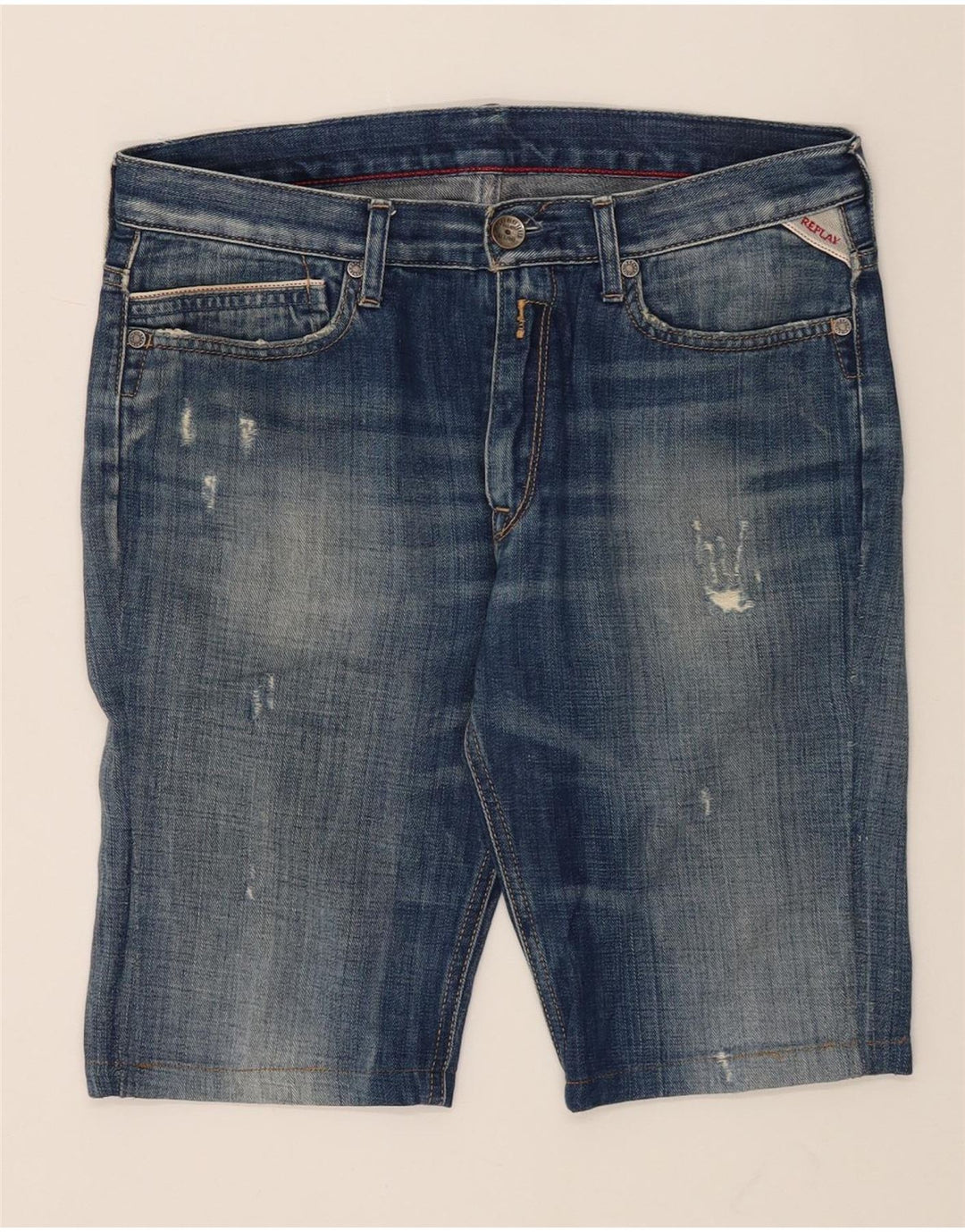 REPLAY Mens Denim Shorts W30 Medium Blue Cotton Vintage Replay and Second-Hand Replay from Messina Hembry 