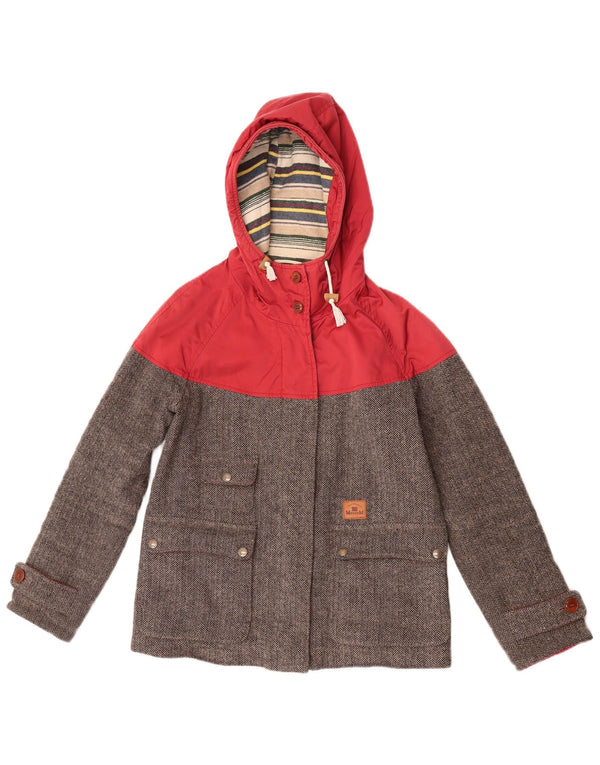 Museum Dame hætte vindjakke UK 10 Small Grey Colourblock Uld