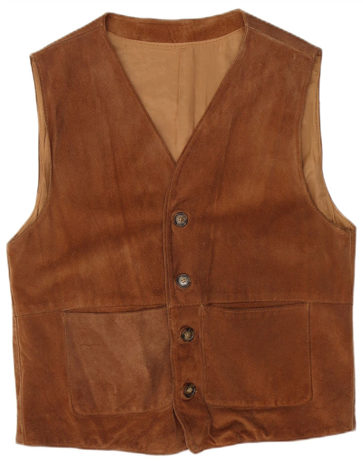 VINTAGE Herre ruskindsvest Stor brunt læder