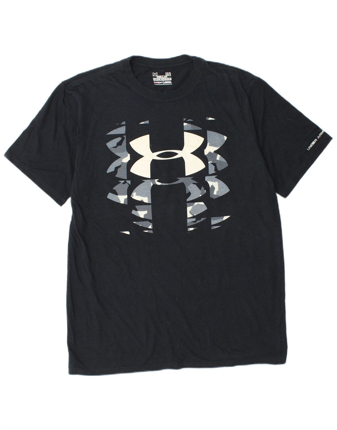 UNDER ARMOUR Herre Heat Gear Regular Graphic T-Shirt Top Stor Sort Bomuld