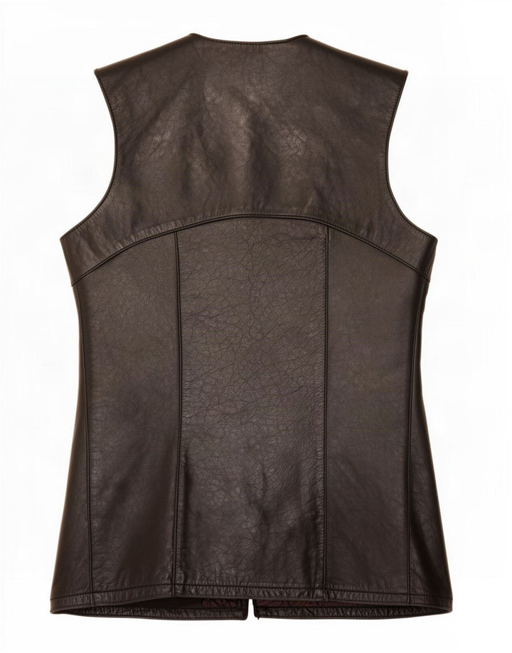 Vintage Dame Læder Gilet UK 12 Medium Black