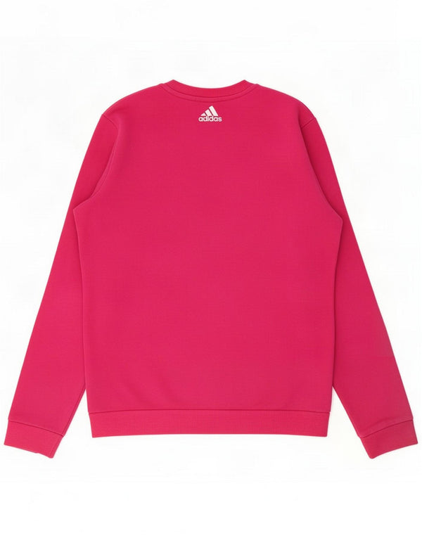 Adidas Dame Grafisk Sweatshirt Jumper UK 12/14 Medium Pink Colourblock