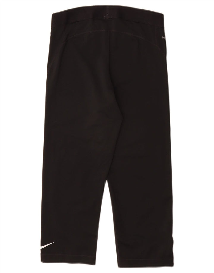 NIKE Dame Dri Fit Grafiske Capri Leggings UK 12 Medium Sort Polyester