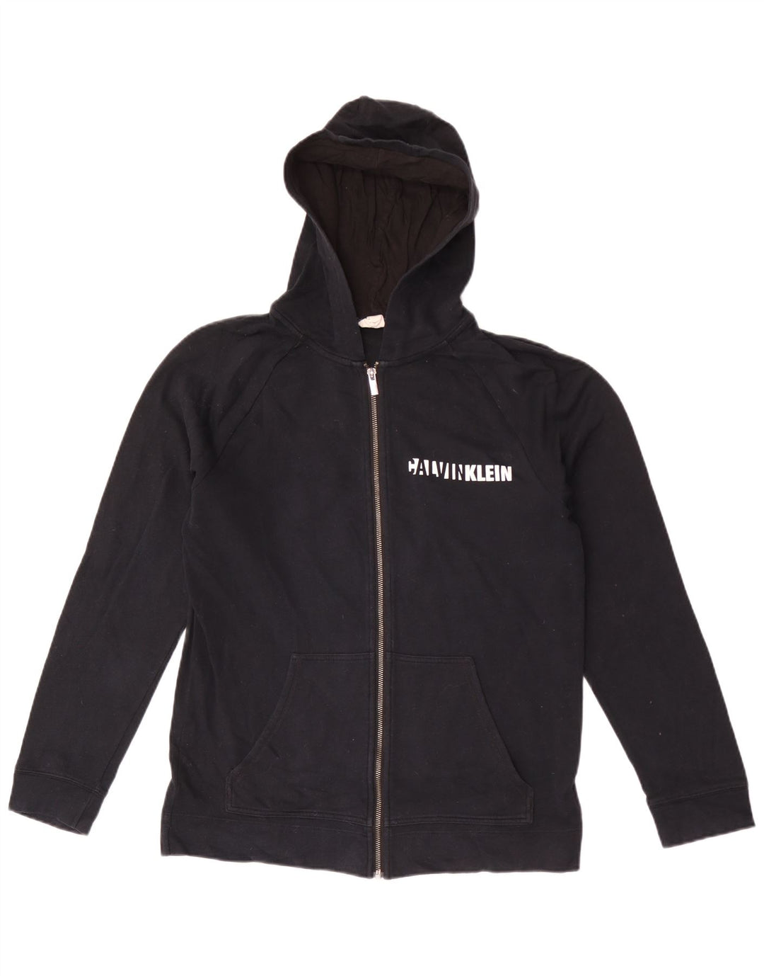 Calvin Klein Herre grafisk hættetrøje med lynlås, medium sort