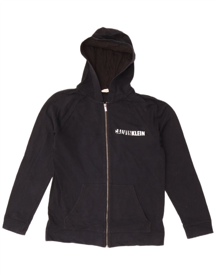 Calvin Klein Herre grafisk hættetrøje med lynlås, medium sort