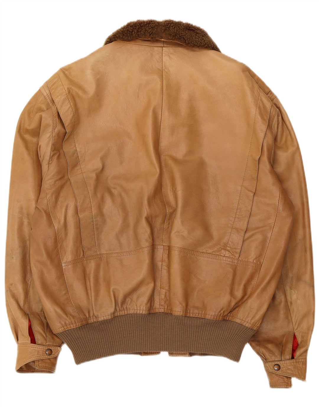 Maren Herre Læderjakke IT 54 2XL Beige Colourblock Læder