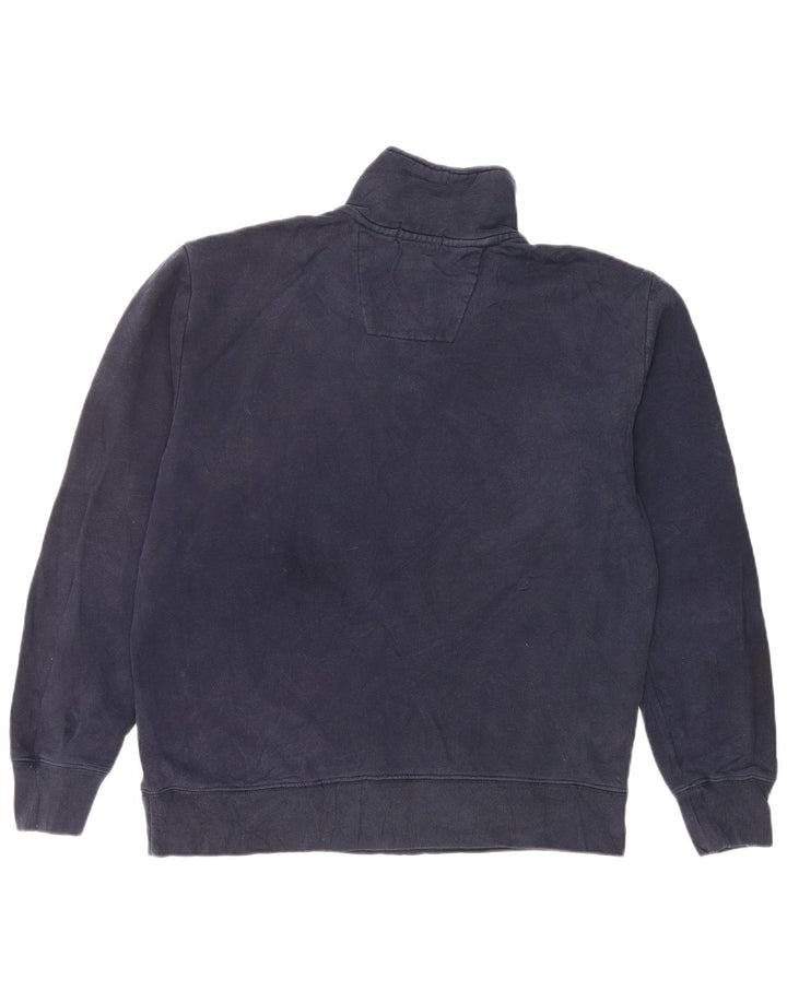 NAUTICA Mens Zip Neck Sweatshirt Jumper Medium Navy Blue Cotton