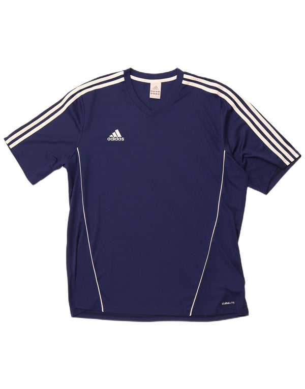 ADIDAS Herre Climalite T-Shirt Top XL Marineblå Polyester