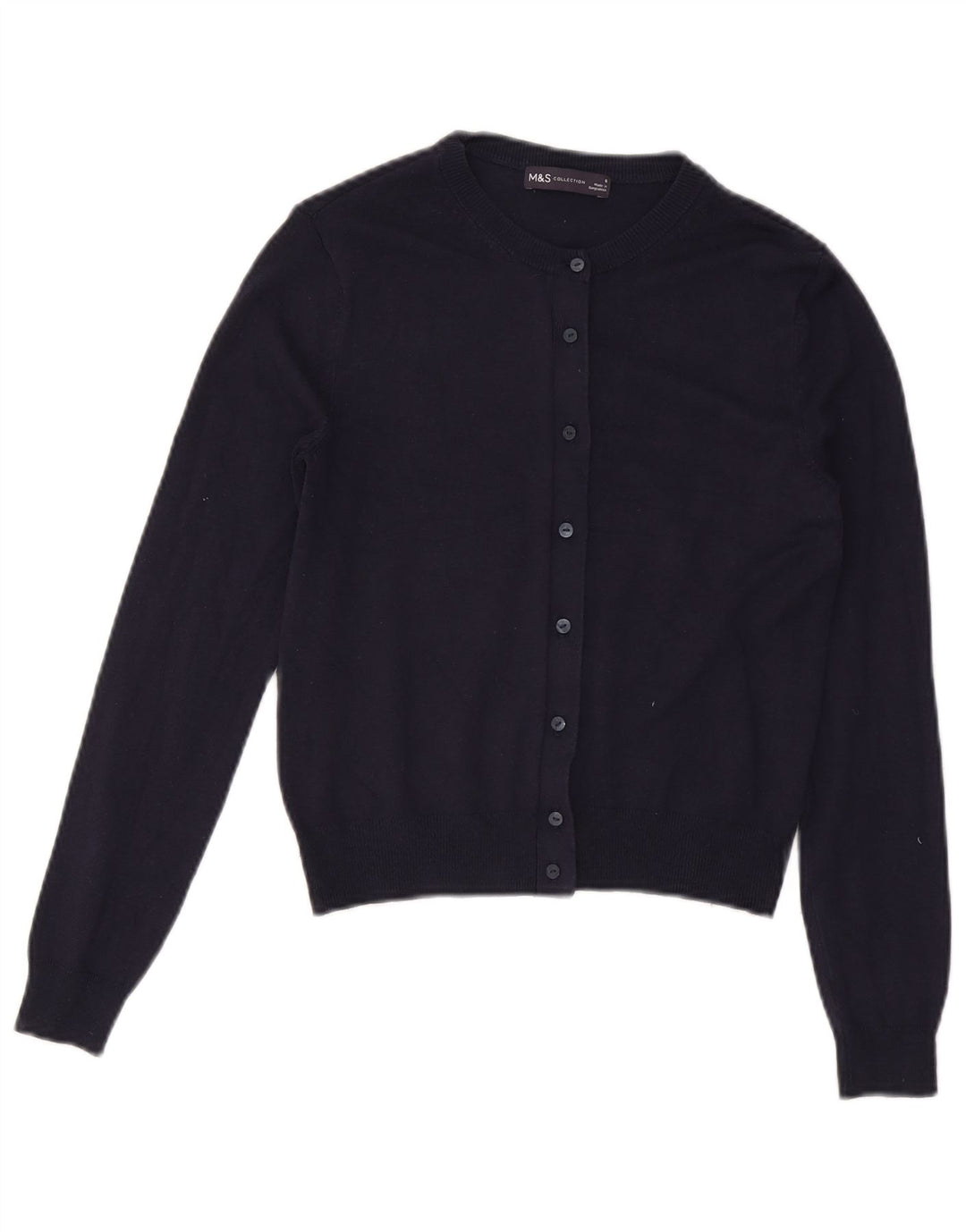 Marks & Spencer Dame Cardigan Sweater UK 8 Small Navy Blue Viscose