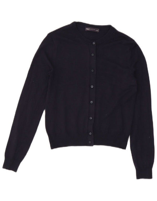 Marks & Spencer Dame Cardigan Sweater UK 8 Small Navy Blue Viscose