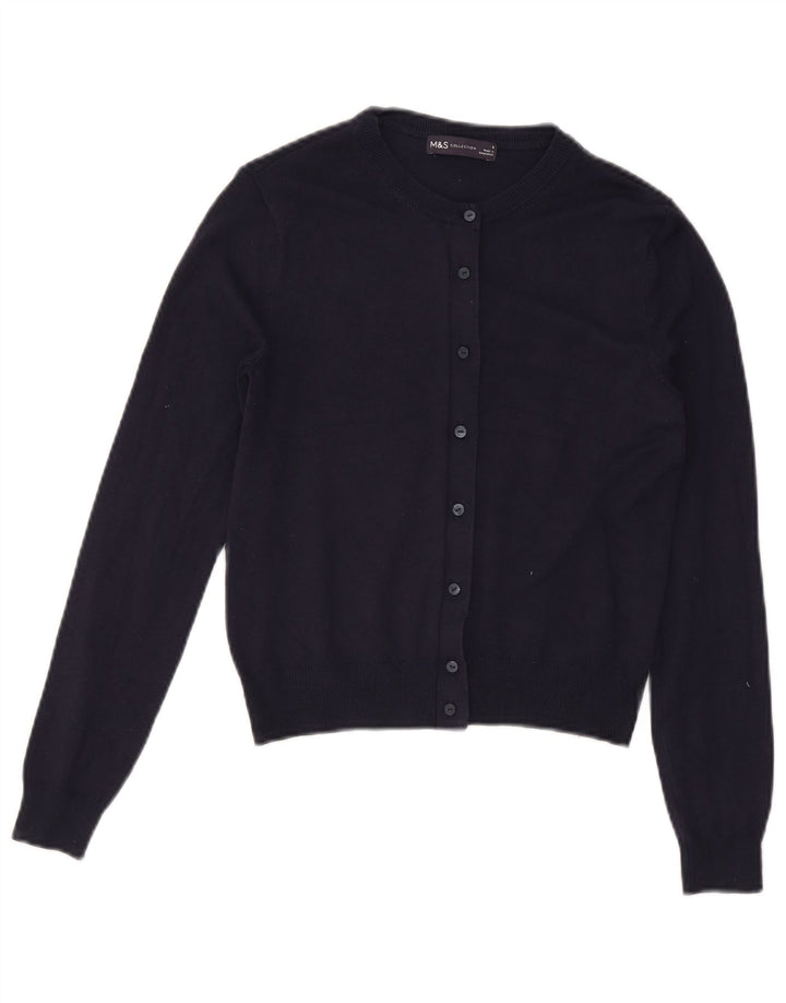 Marks & Spencer Dame Cardigan Sweater UK 8 Small Navy Blue Viscose