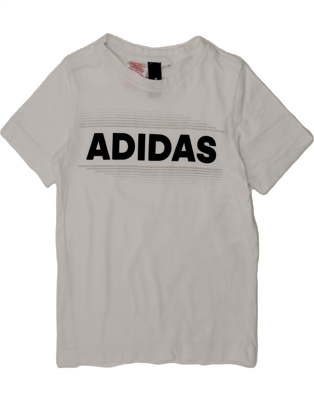 ADIDAS Boys Graphic T-Shirt Top 7-8 Years White Vintage Adidas and Second-Hand Adidas from Messina Hembry 