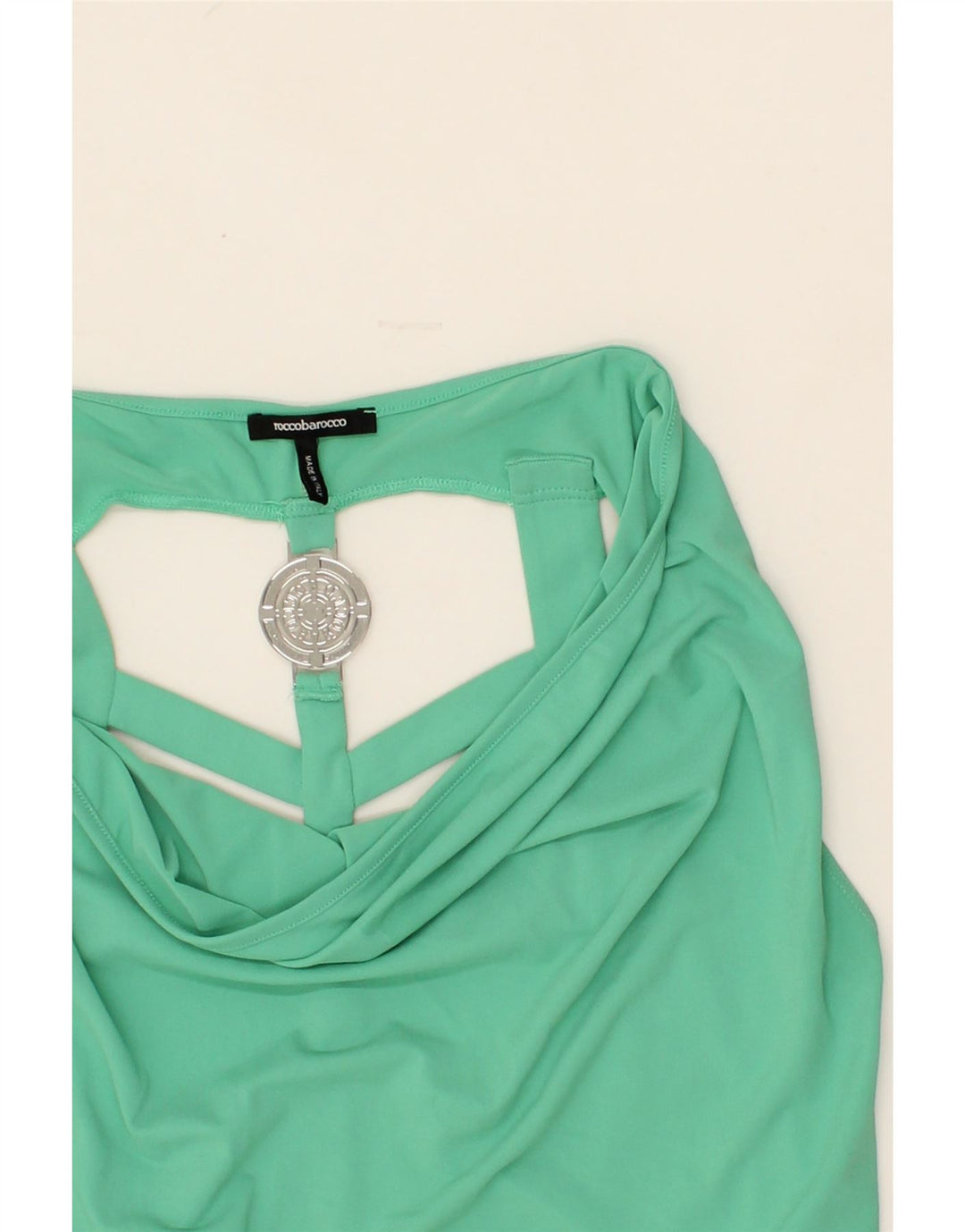 ROCCOBAROCCO Womens Off Shoulder Top IT 52 2XL Green Acrylic Vintage Roccobarocco and Second-Hand Roccobarocco from Messina Hembry 
