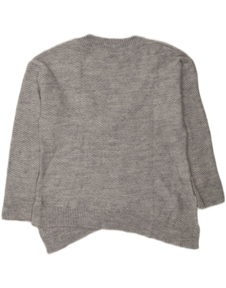 Zara Dame Asymmetrisk Oversized V-hals Jumper Sweater UK 10 Small Grey