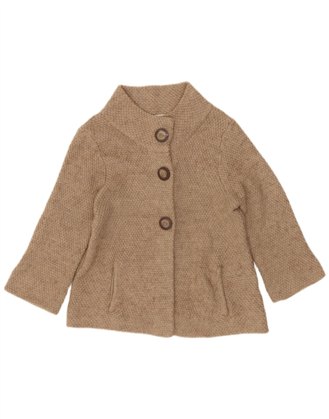 Marks & Spencer dame cardigan sweater med 3/4 ærmer UK 12 Medium Beige