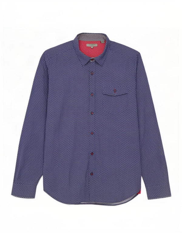 Ted Baker Herreskjorte str. 4 Large Blue Floral Cotton
