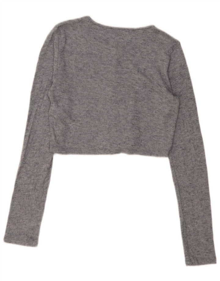Zara Womens Crop Cardigan Sweater UK 10 Small Grey Viscose