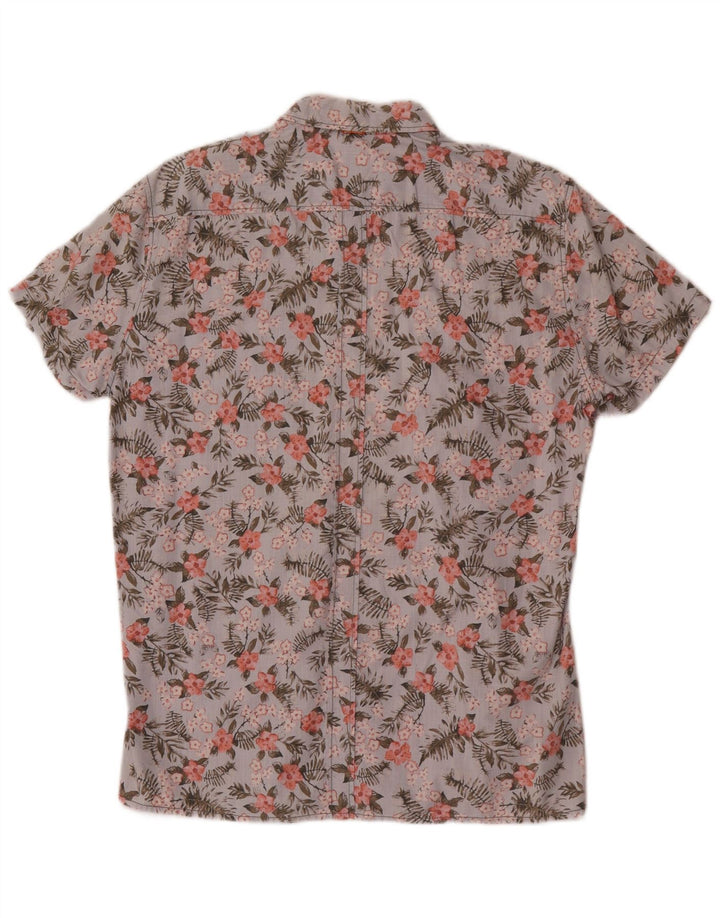 Hugo Boss Kortærmet Herreskjorte Medium Blue Floral Bomuld