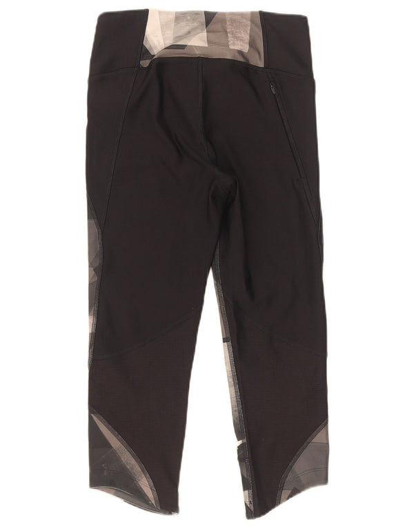 Under Armour Womens Heat Gear Capri Leggings UK 8 Small Black Geometric